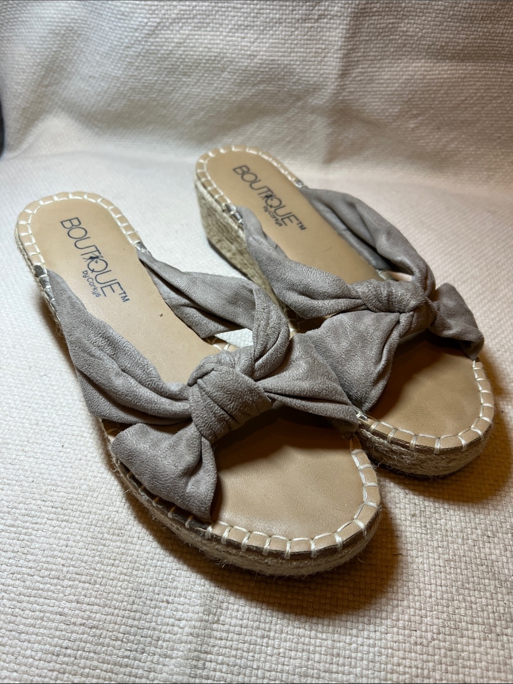 Taupe Knot Espadrille Slide Sandals